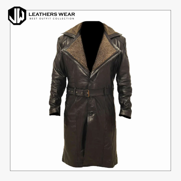 Men Genuine Leather Trench coat Leathers Wear