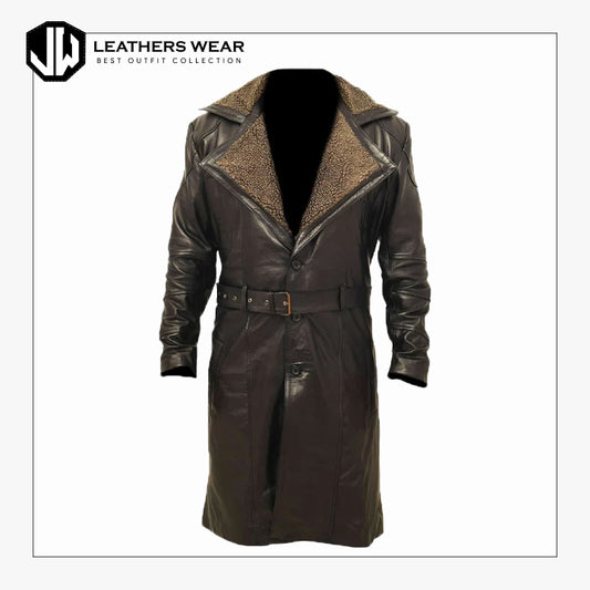 Men Genuine Leather Trench coat Leathers Wear