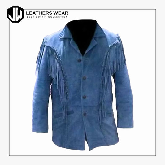 Men Western Cowboy Suede Fringe Jacket