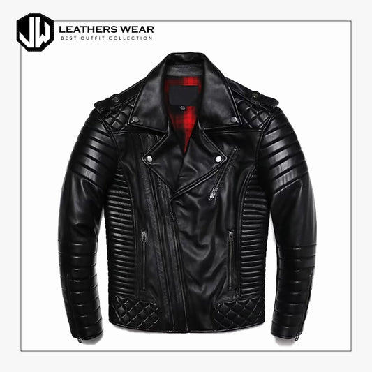 Men's Black Cafe Racer Leather Jacket Leathers Wear
