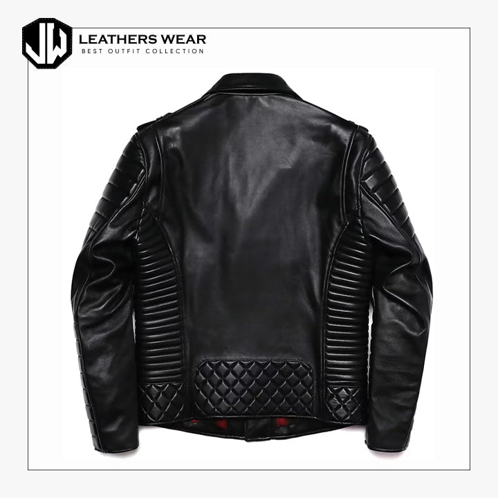 Men's Black Cafe Racer Leather Jacket Leathers Wear