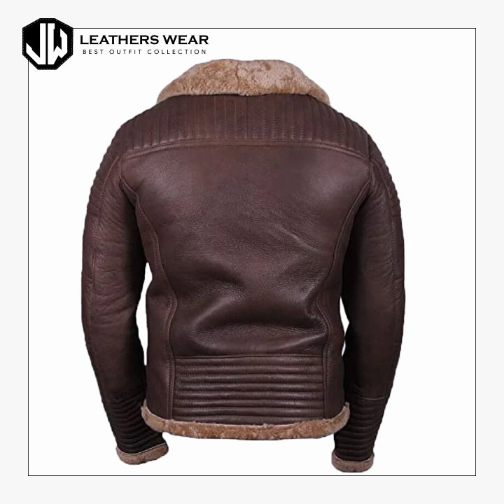 Mens Brown Sheepskin Leather Jacket Leathers Wear