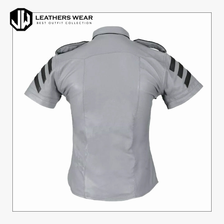 Men's Genuine Grey Lambskin Leather Shirt