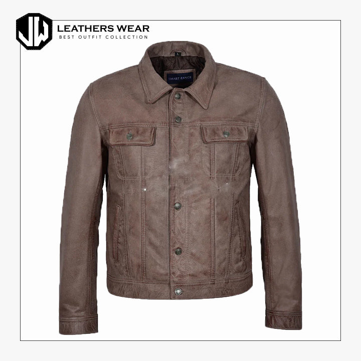 Men's Leather Jacket Distressed Waxing Leathers Wear