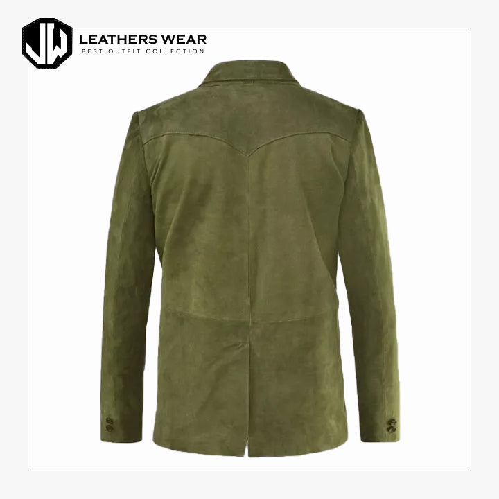 Men's Olive Green Suede Blazer