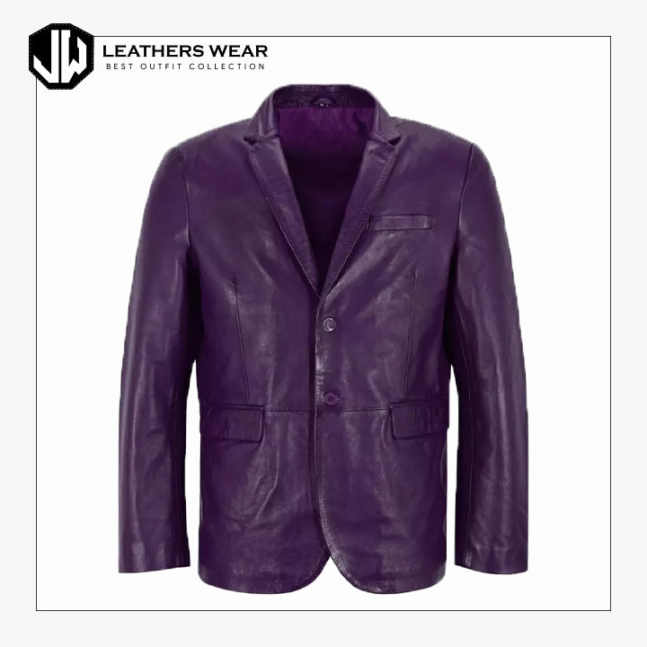 Men's Purple Leather Coat Blazer