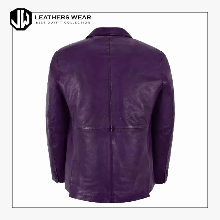 Men's Purple Leather Coat Blazer