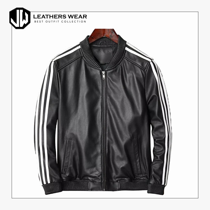 Men's Real Lamb Leather Bomber Jacket Leathers Wear