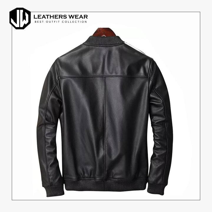 Men's Real Lamb Leather Bomber Jacket Leathers Wear