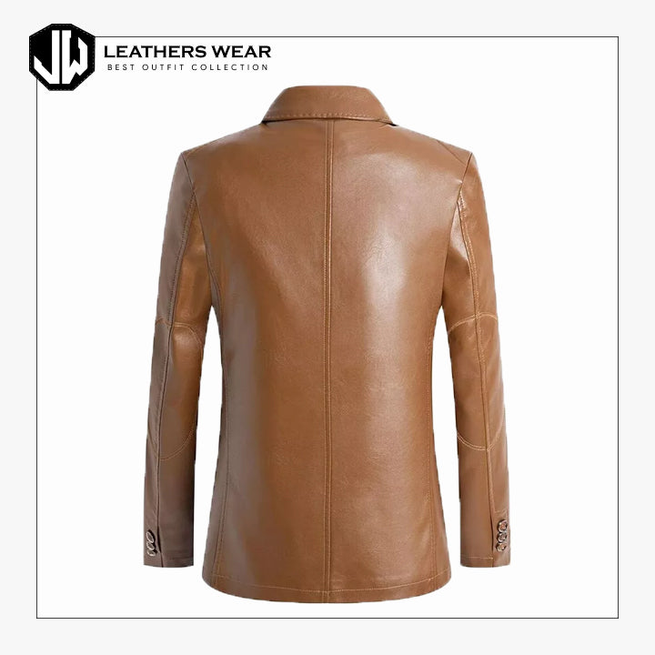 Men’s Tan Genuine Leather Blazer