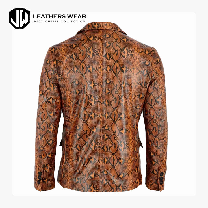 Men’s Snake Print Leather Blazer
