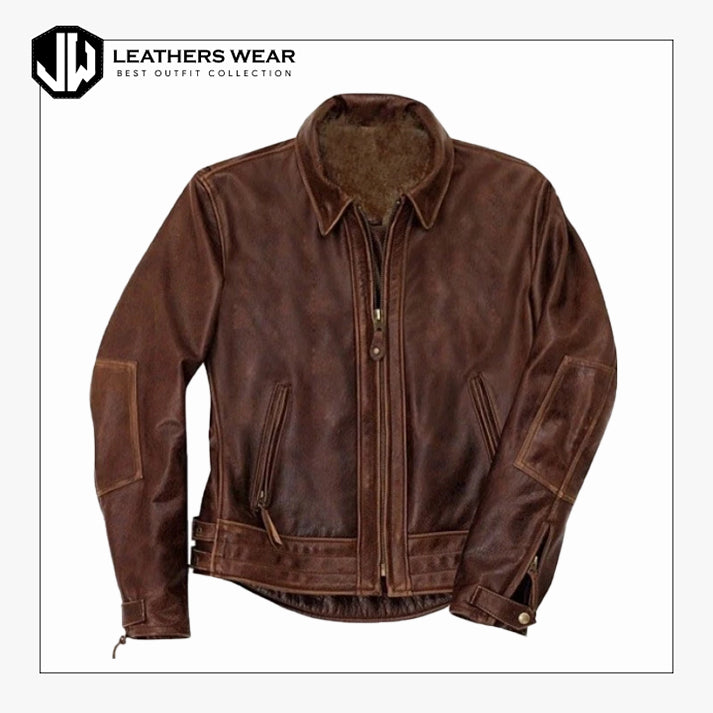 Mens Antique Brown Leather Jacket