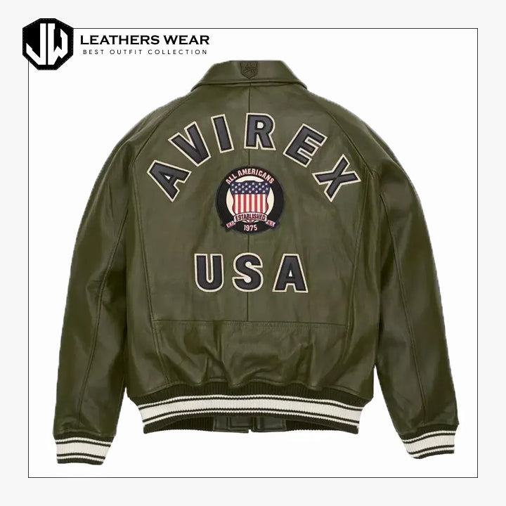 Mens Avirex Olive Green Flight Leather Jacket