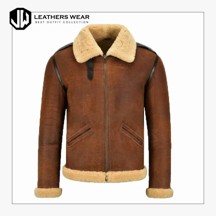 Mens B3 Bomber Shearling Fur Jacket Leathers Wear