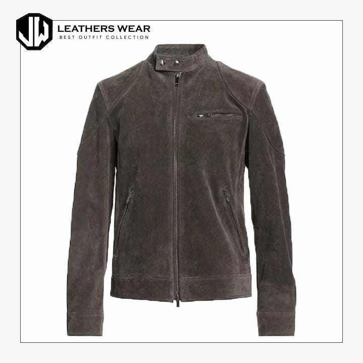 Mens Biker Jacket Suede Leathers Wear