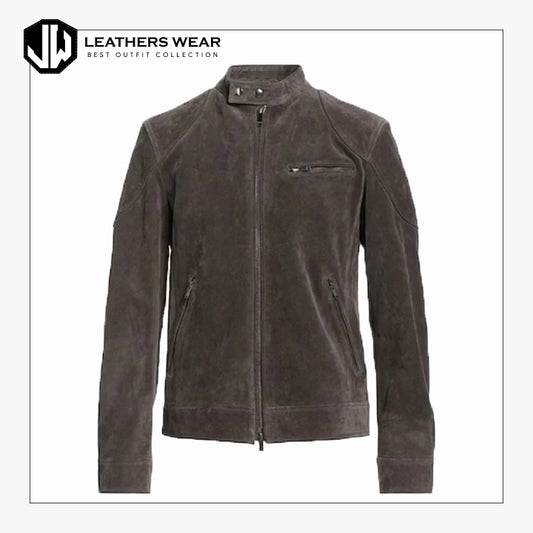 Mens Biker Jacket Suede Leathers Wear