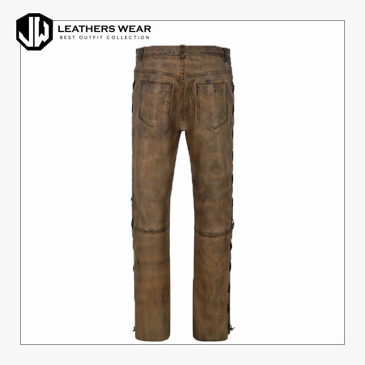 Mens Biker Leather Trouser