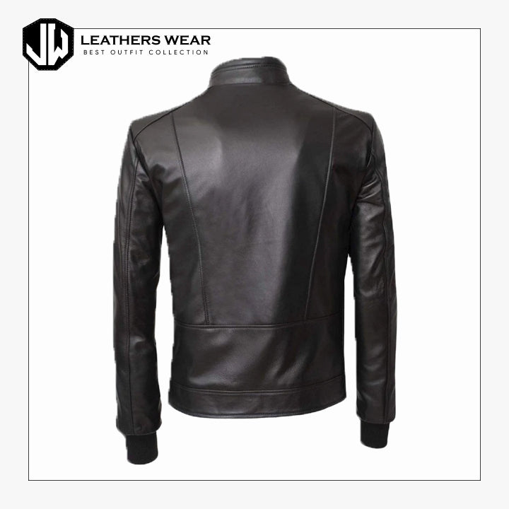 Mens Biker Style Leather Jacket