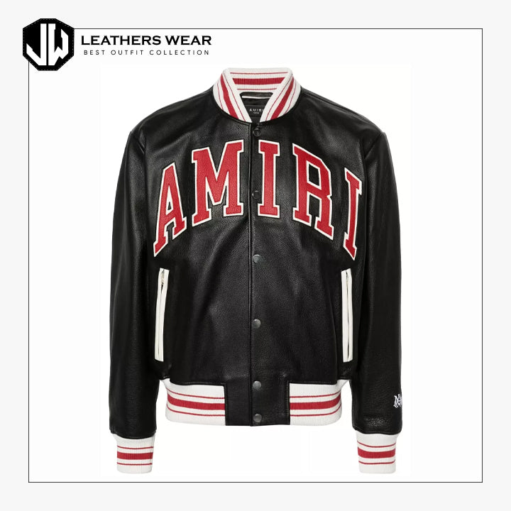 Mens Black Leather Bomber Jacket