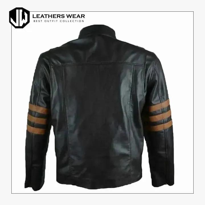 MensBlackLeatherBrownStripedJacket1