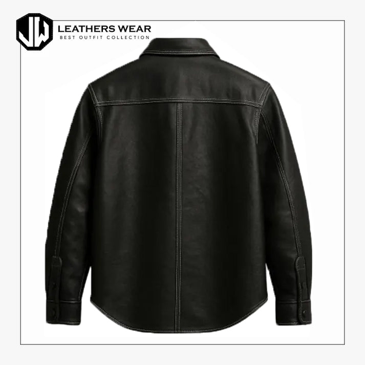 Mens Black Leather Shirt