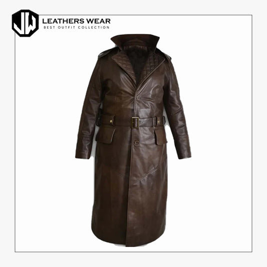 Mens Black Quilted Brown Long Coat
