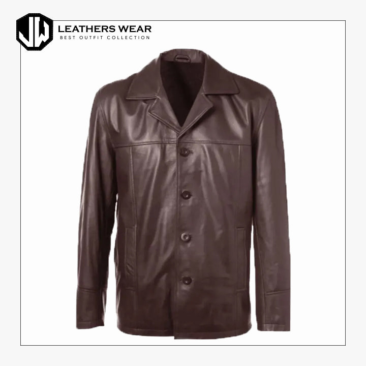 Mens Brown Leather Blazer