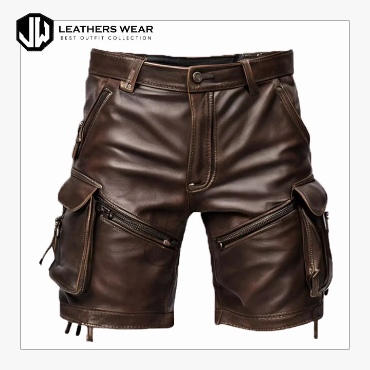 Mens Brown Leather Shorts Leathers Wear