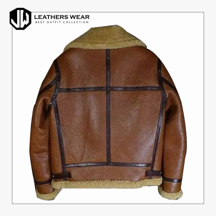Mens Brown Shearling Bomber Leather Jacket Leathers Wear