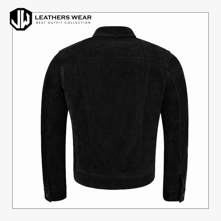 Mens Classic Trucker Suede Leather Jacket