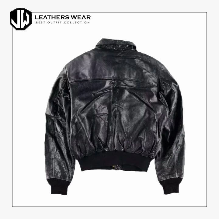 Mens Distressed Black Bomber Leather Jacket Leathers Wear