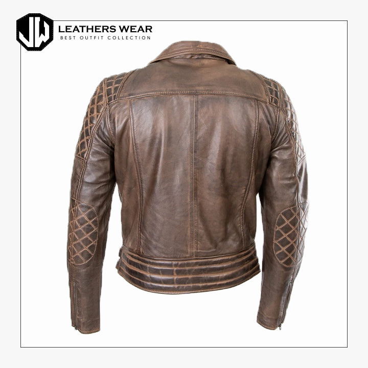 Mens Distressed Brown Leather Jacket