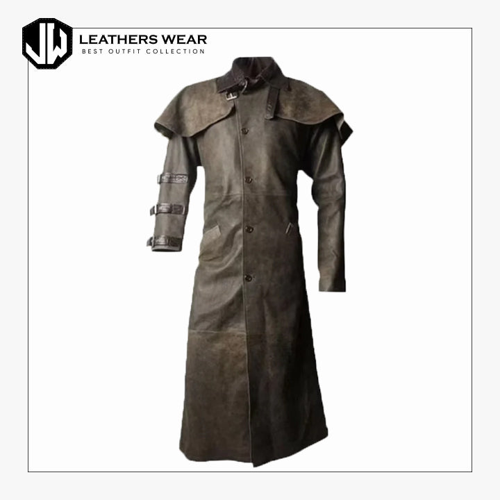 Mens Full Length Leather Duster Coat Leathers Wear