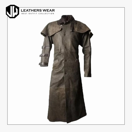 Mens Full Length Leather Duster Coat Leathers Wear