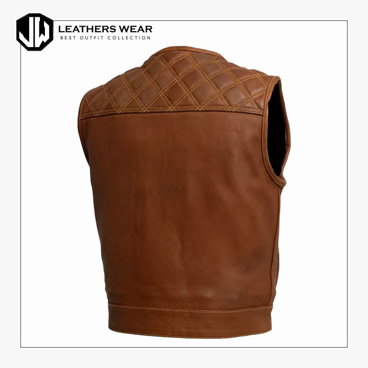 Mens Genuine Brown Biker Vest
