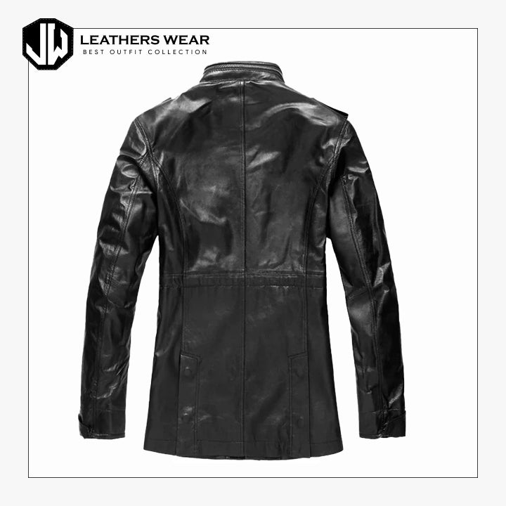 Mens Genuine Lambskin Trench  Leather Coat Leathers Wear