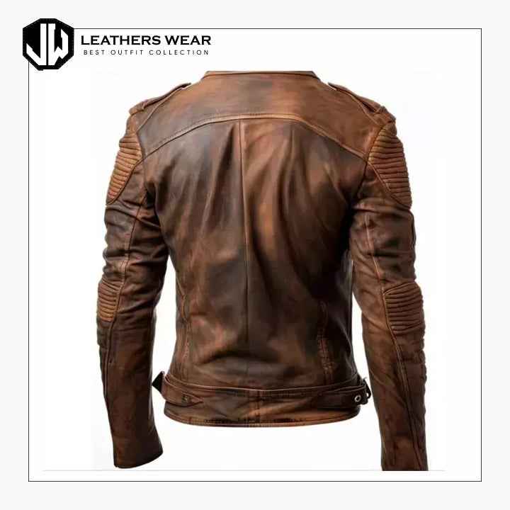 Mens Genuine Motorcycle Vintage Leather Jacket Leathers Wear