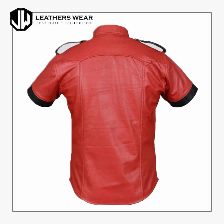 Mens Genuine Red Lambskin Casual Shirt