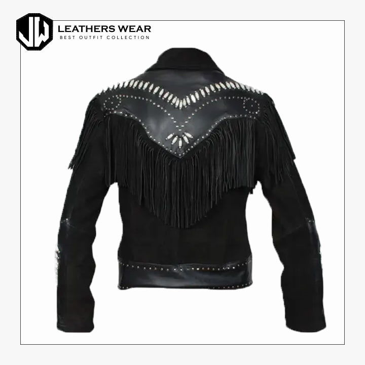 Mens Leather Fringe Jacket Western