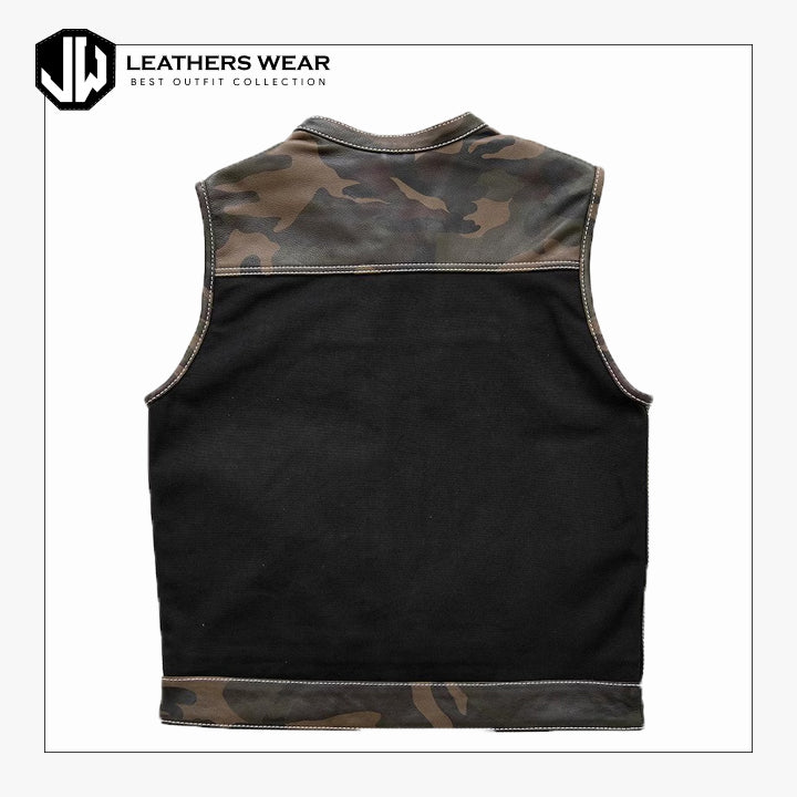 Mens Black Leather Motorcycle Vest