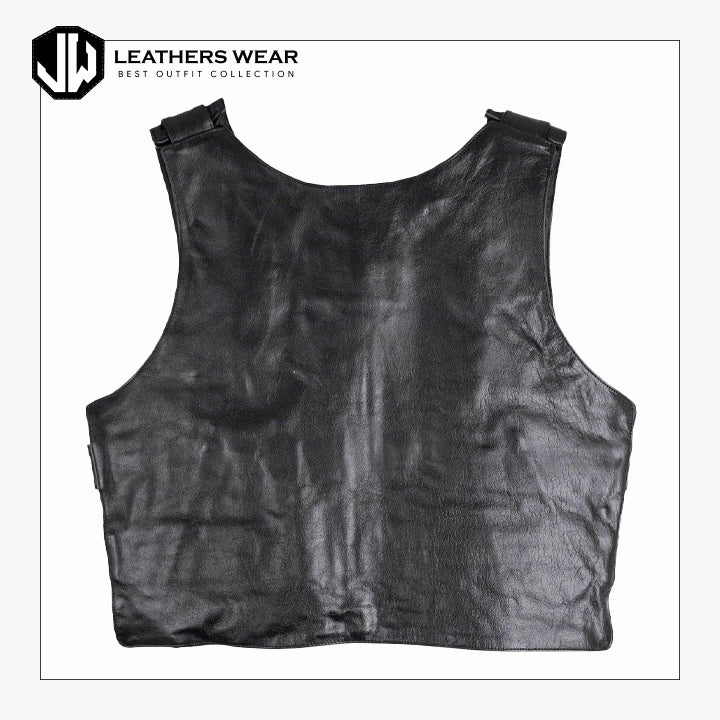 Mens Black Style Leather Motorcycle Vest Leathers Wear