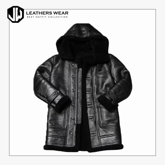 Mens Leather Shearling Coat