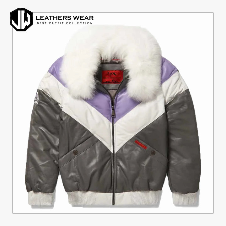 Mens Leather V Bomber Jacket Leathers Wear