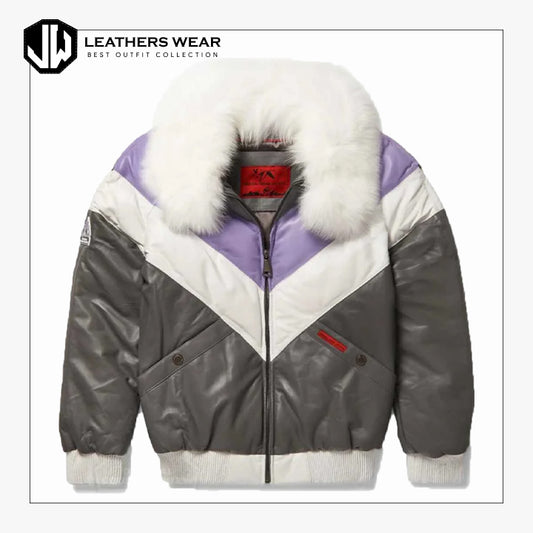 Mens Leather V Bomber Jacket Leathers Wear