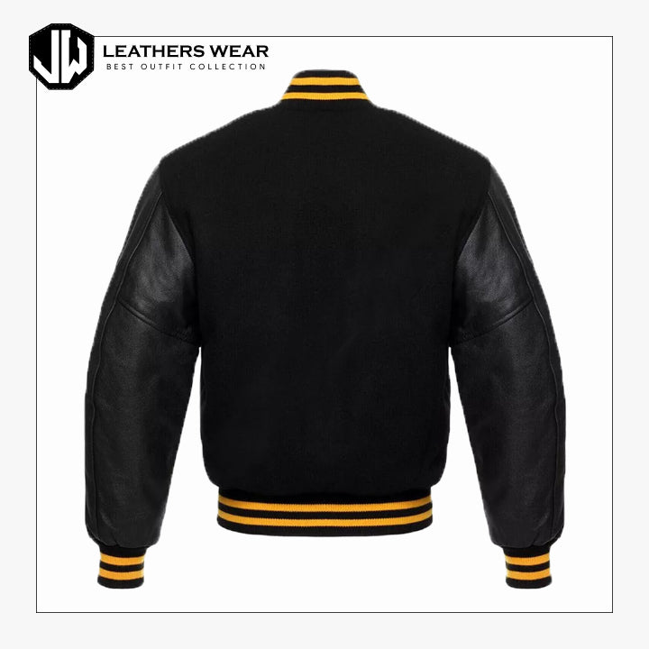 Mens Yellow Lined Letterman Jacket