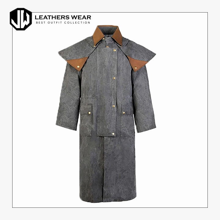 Mens Oilskin Western Duster Coat