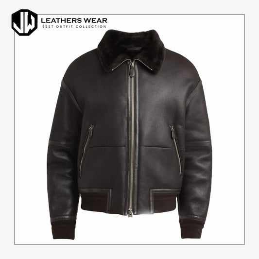 Mens Plain Black Leather Jacket