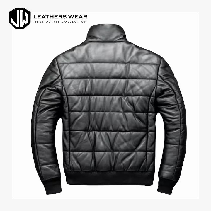 Mens Puffer Bubble Leather Jacket