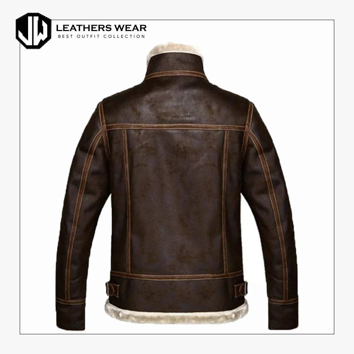 Mens Real Sheepskin Brown Jacket Leathers Wear