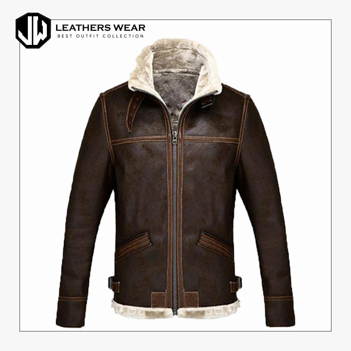 Mens Real Sheepskin Brown Jacket Leathers Wear